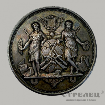 фото — французская серебряная медаль общества стрелков, конец 19 в.